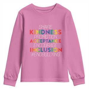 Anti Bullying Youth Sweatshirt Share Kindness Promotion Acceptange Encourage Inclusion TS09 Azalea Print Your Wear
