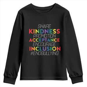 Anti Bullying Youth Sweatshirt Share Kindness Promotion Acceptange Encourage Inclusion TS09 Black Print Your Wear