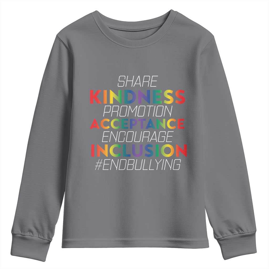 Anti Bullying Youth Sweatshirt Share Kindness Promotion Acceptange Encourage Inclusion TS09 Charcoal Print Your Wear