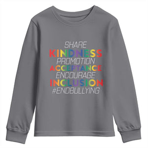 Anti Bullying Youth Sweatshirt Share Kindness Promotion Acceptange Encourage Inclusion TS09 Charcoal Print Your Wear
