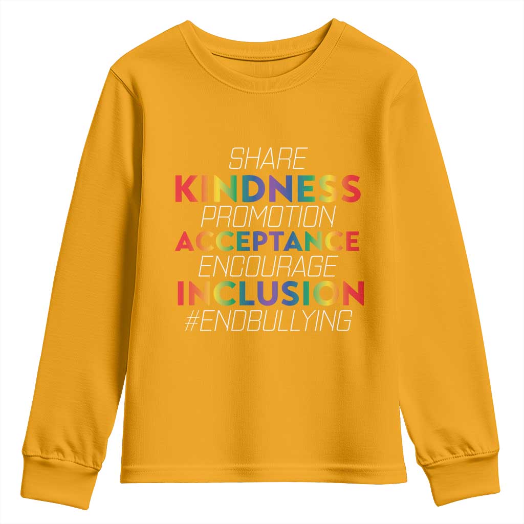 Anti Bullying Youth Sweatshirt Share Kindness Promotion Acceptange Encourage Inclusion TS09 Gold Print Your Wear