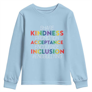 Anti Bullying Youth Sweatshirt Share Kindness Promotion Acceptange Encourage Inclusion TS09 Light Blue Print Your Wear