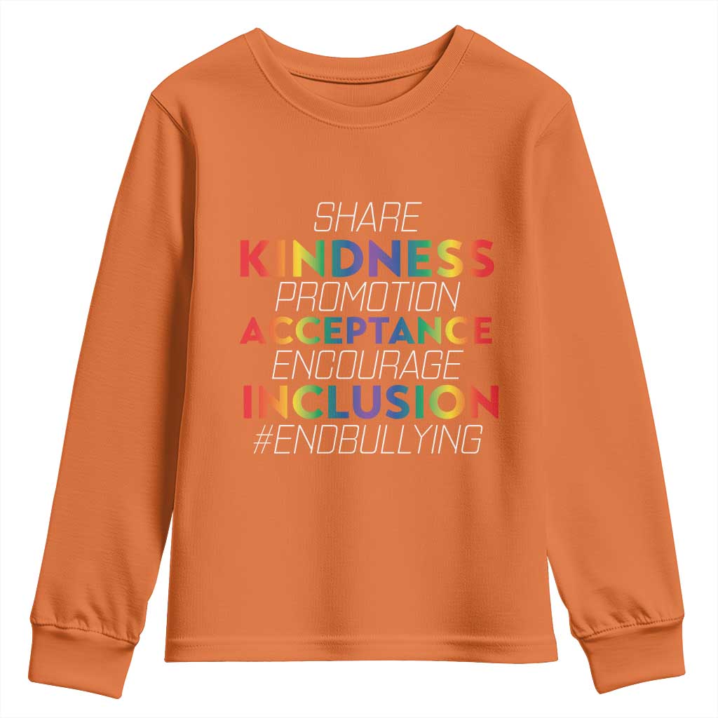 Anti Bullying Youth Sweatshirt Share Kindness Promotion Acceptange Encourage Inclusion TS09 Orange Print Your Wear
