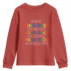 Anti Bullying Youth Sweatshirt Share Kindness Promotion Acceptange Encourage Inclusion TS09 Red Print Your Wear