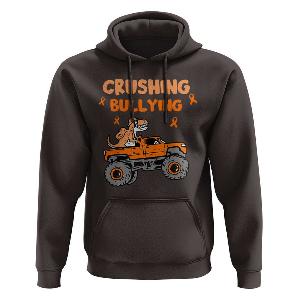 Anti Bullying Hoodie Crushing Bullying Dinosaur Riding Anti Bullying Prevention TS09 Dark Chocolate Print Your Wear