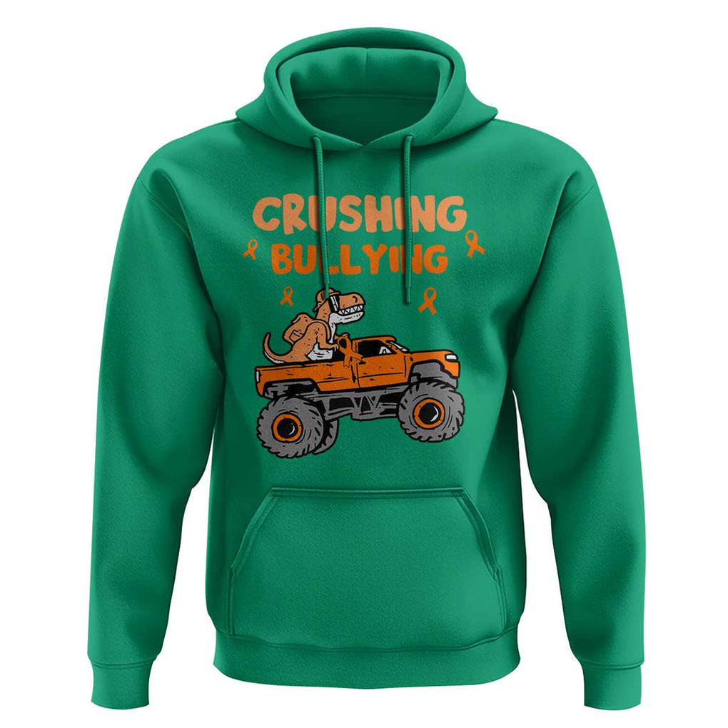 Anti Bullying Hoodie Crushing Bullying Dinosaur Riding Anti Bullying Prevention TS09 Irish Green Print Your Wear
