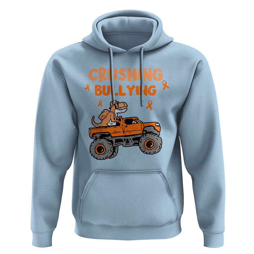Anti Bullying Hoodie Crushing Bullying Dinosaur Riding Anti Bullying Prevention TS09 Light Blue Print Your Wear