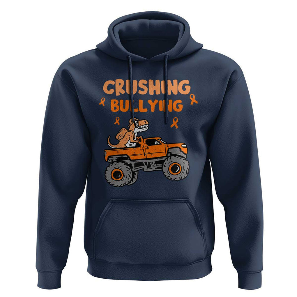 Anti Bullying Hoodie Crushing Bullying Dinosaur Riding Anti Bullying Prevention TS09 Navy Print Your Wear