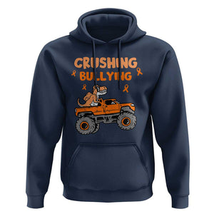 Anti Bullying Hoodie Crushing Bullying Dinosaur Riding Anti Bullying Prevention TS09 Navy Print Your Wear