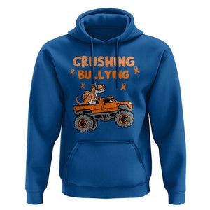 Anti Bullying Hoodie Crushing Bullying Dinosaur Riding Anti Bullying Prevention TS09 Royal Blue Print Your Wear