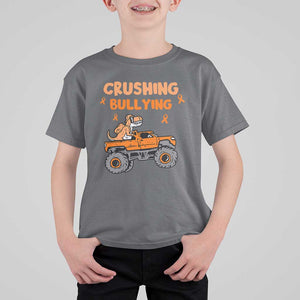 Anti Bullying T Shirt For Kid Crushing Bullying Dinosaur Riding Anti Bullying Prevention TS09 Charcoal Print Your Wear