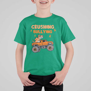 Anti Bullying T Shirt For Kid Crushing Bullying Dinosaur Riding Anti Bullying Prevention TS09 Irish Green Print Your Wear