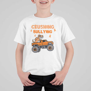 Anti Bullying T Shirt For Kid Crushing Bullying Dinosaur Riding Anti Bullying Prevention TS09 White Print Your Wear