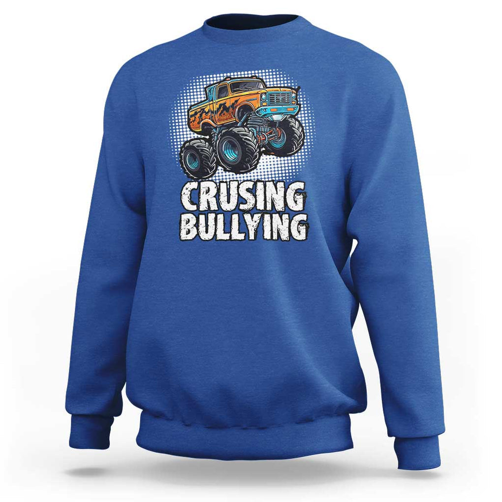 Anti Bullying Sweatshirt Crushing Bullying Monster Truck Anti Bullying Prevention TS09 Royal Blue Print Your Wear