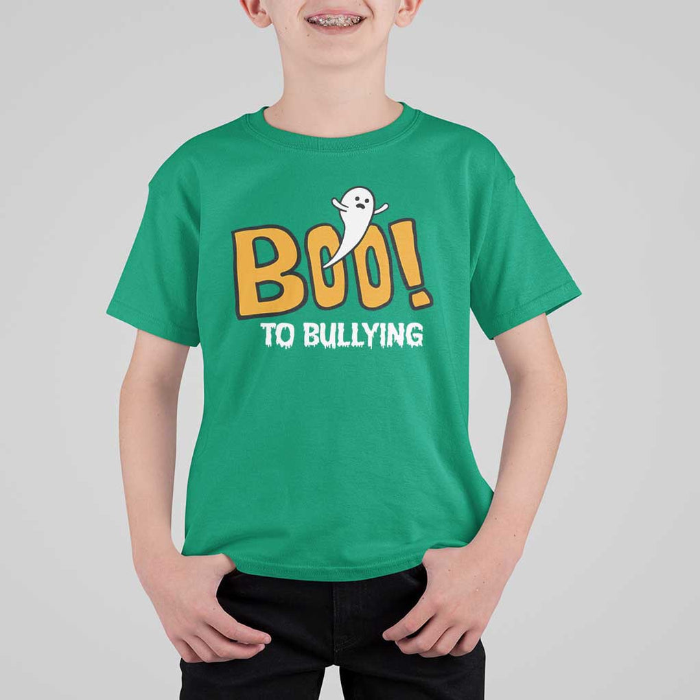 Anti Bullying Halloween T Shirt For Kid Boo To Bullying Spooky Ghost TS09 Irish Green Print Your Wear