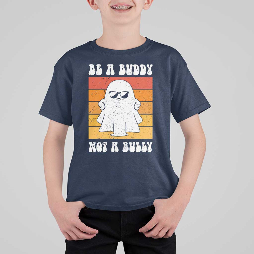 Anti Bullying T Shirt For Kid Be A Buddy Not A Bully Unity Day Retro Ghost TS09 Navy Print Your Wear