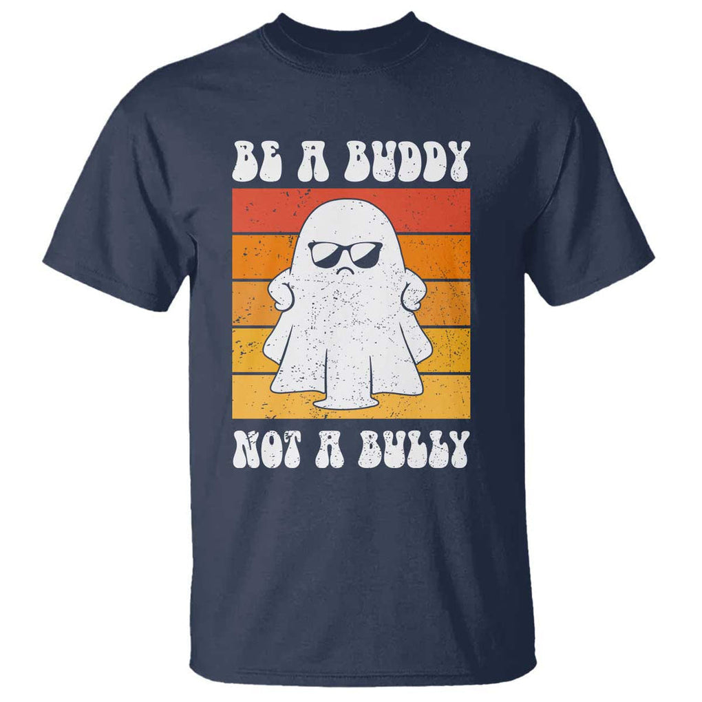 Anti Bullying T Shirt Be A Buddy Not A Bully Unity Day Retro Ghost TS09 Navy Print Your Wear