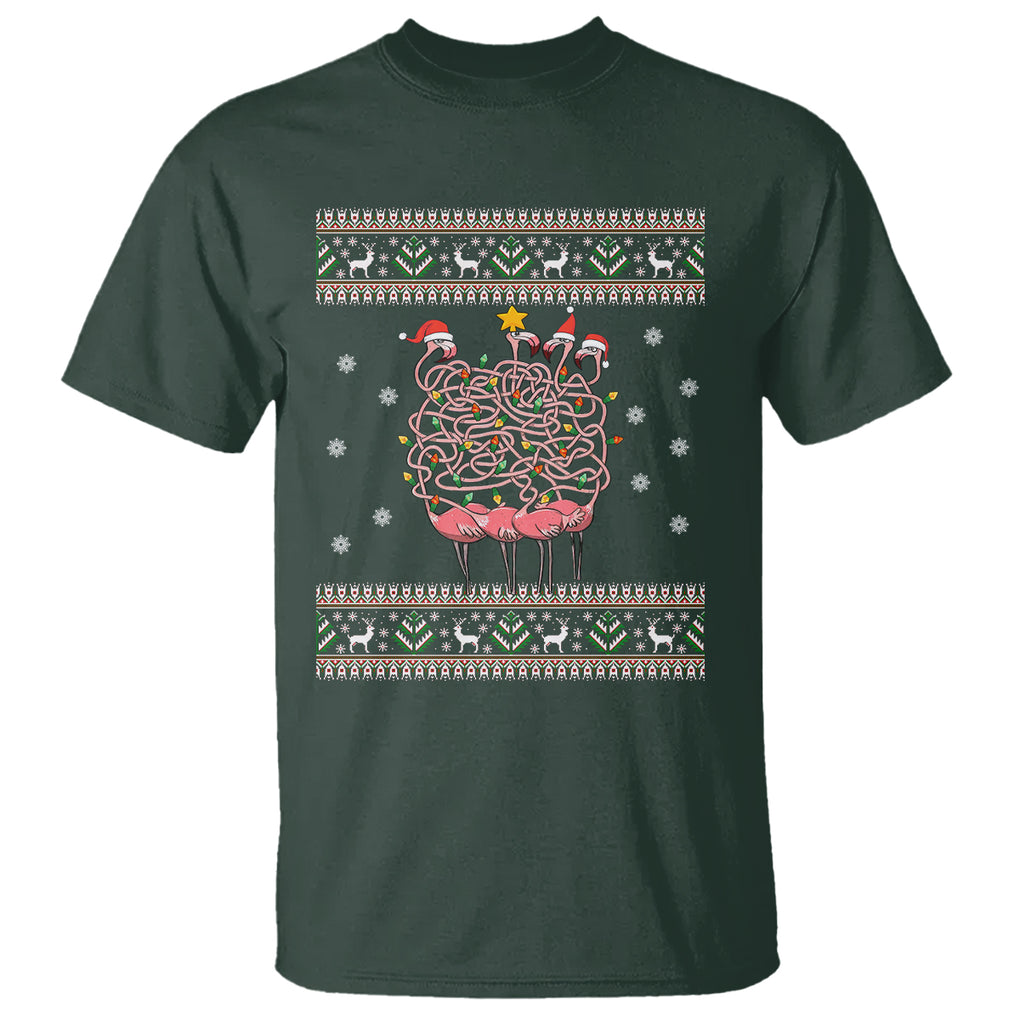 Funny Flamingo Family Christmas Light Tangled T Shirt TS09 Printyourwear