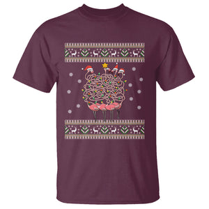 Funny Flamingo Family Christmas Light Tangled T Shirt TS09 Printyourwear