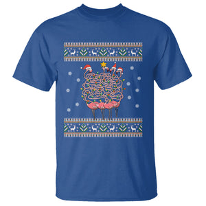 Funny Flamingo Family Christmas Light Tangled T Shirt TS09 Printyourwear