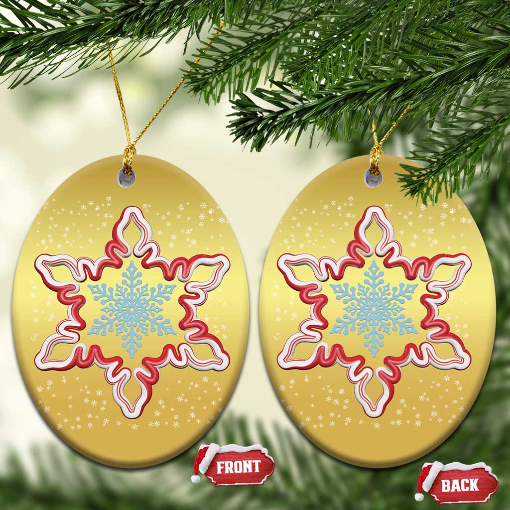 Snowflake Candy Cane Christmas Ornament TS09 Oval Gold Print Your Wear