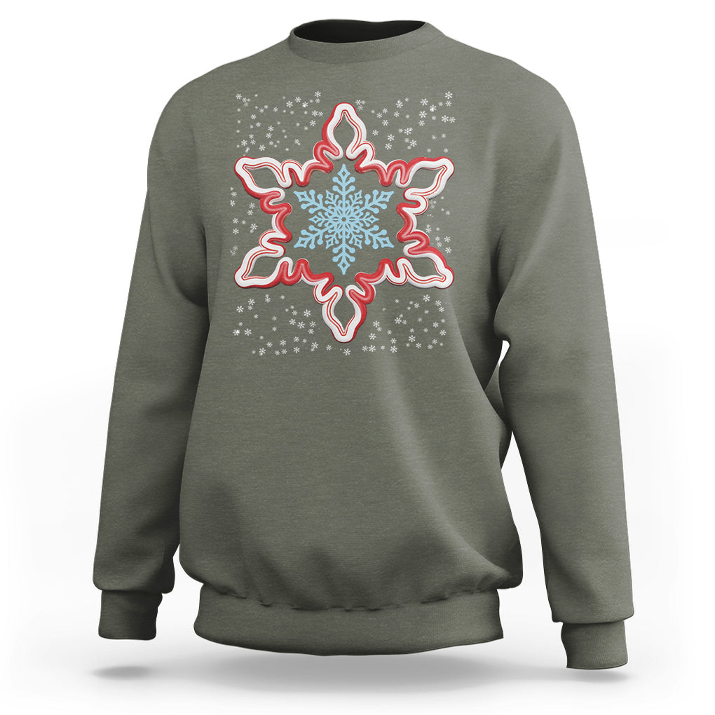 Snowflake Candy Cane Snow Christmas Pajamas Sweatshirt TS09 Military Green Printyourwear