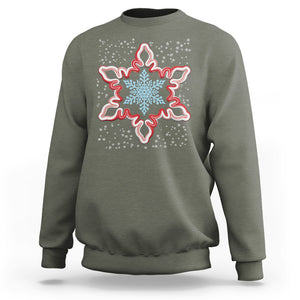 Snowflake Candy Cane Snow Christmas Pajamas Sweatshirt TS09 Military Green Printyourwear