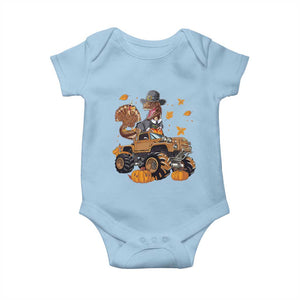 Thanksgiving Baby Onesie Dinosaur Turkey Riding Truck Monster TS09 Light Blue Print Your Wear