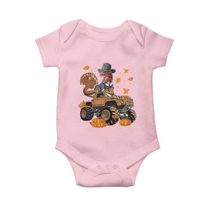 Thanksgiving Baby Onesie Dinosaur Turkey Riding Truck Monster TS09 Light Pink Print Your Wear