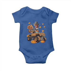 Thanksgiving Baby Onesie Dinosaur Turkey Riding Truck Monster TS09 Royal Blue Print Your Wear