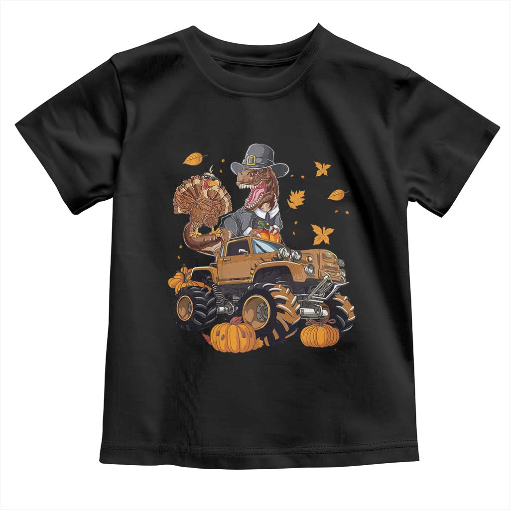 Thanksgiving Baby Shirt Dinosaur Turkey Riding Truck Monster TS09 Black Print Your Wear