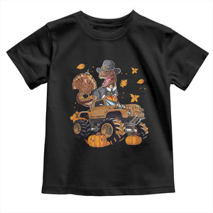 Thanksgiving Baby Shirt Dinosaur Turkey Riding Truck Monster TS09 Black Print Your Wear