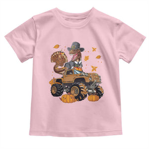 Thanksgiving Baby Shirt Dinosaur Turkey Riding Truck Monster TS09 Light Pink Print Your Wear