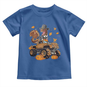 Thanksgiving Baby Shirt Dinosaur Turkey Riding Truck Monster TS09 Royal Blue Print Your Wear