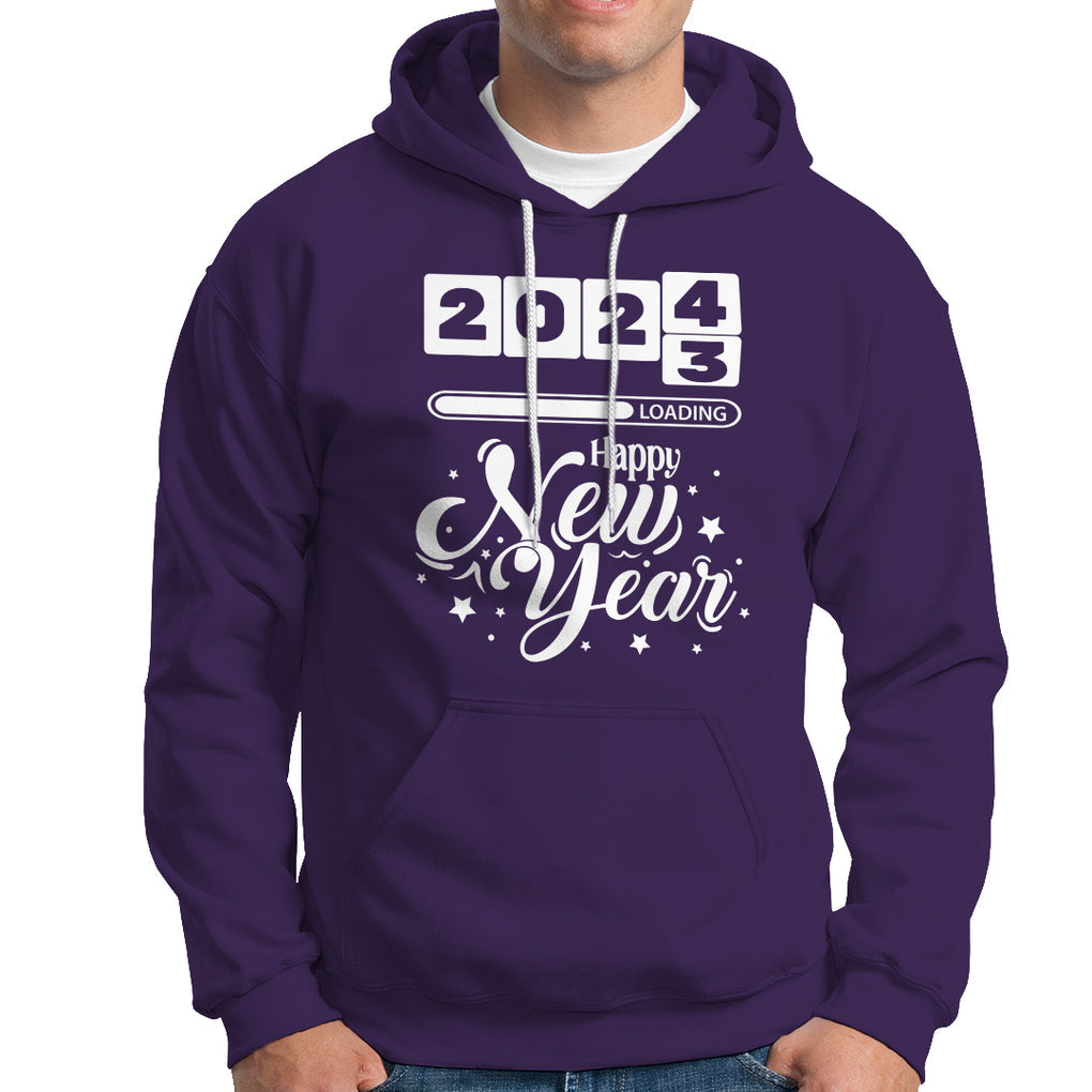 Happy New Year 2024 Loading Goodbye 2023 Hoodie TS09 Purple Printyourwear