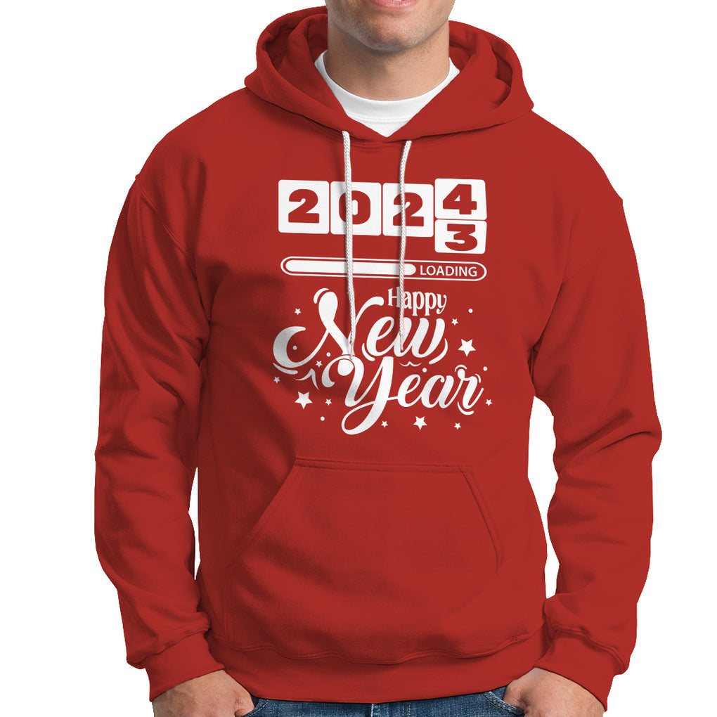 Happy New Year 2024 Loading Goodbye 2023 Hoodie TS09 Red Printyourwear