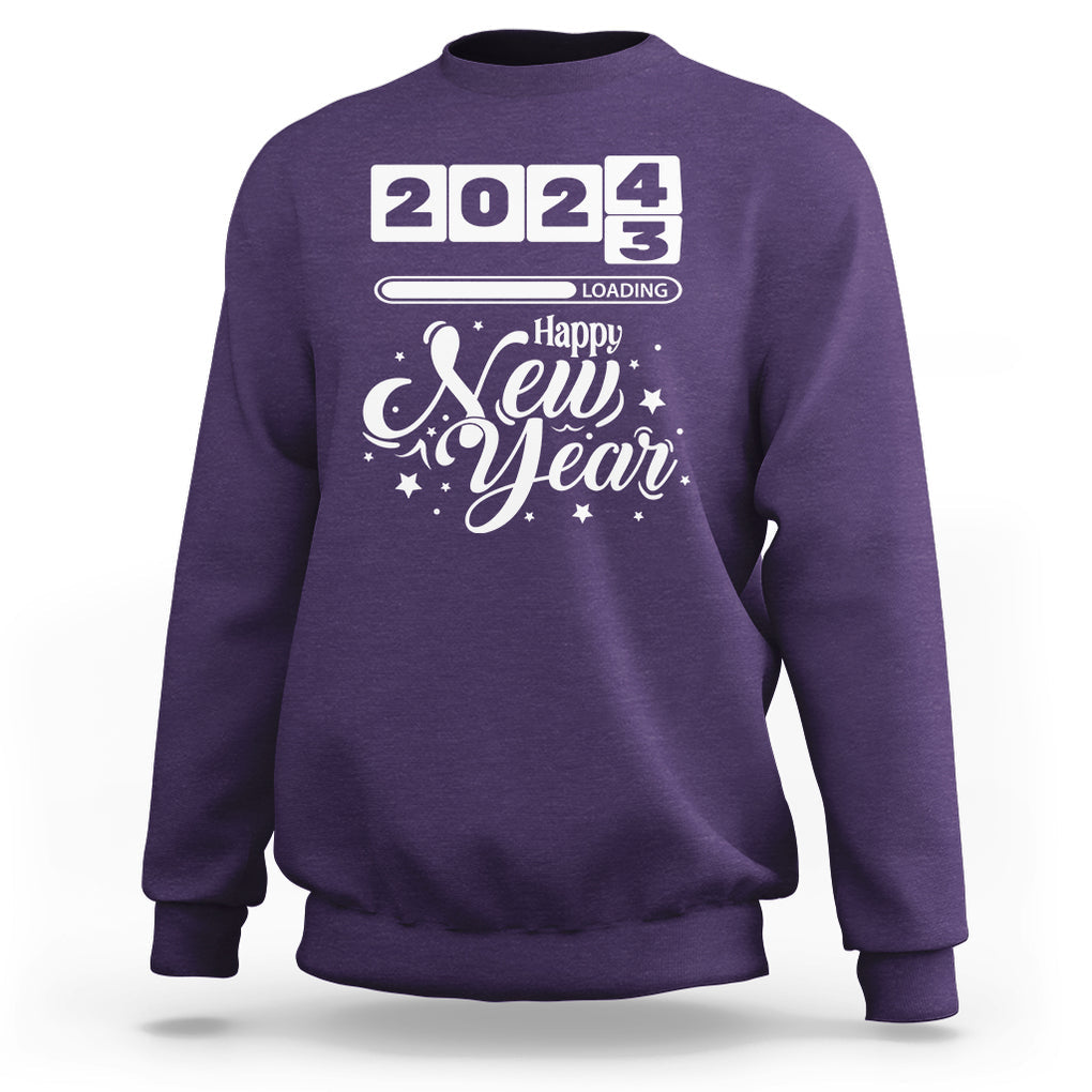 Happy New Year 2024 Loading Goodbye 2023 Sweatshirt TS09 Purple Printyourwear