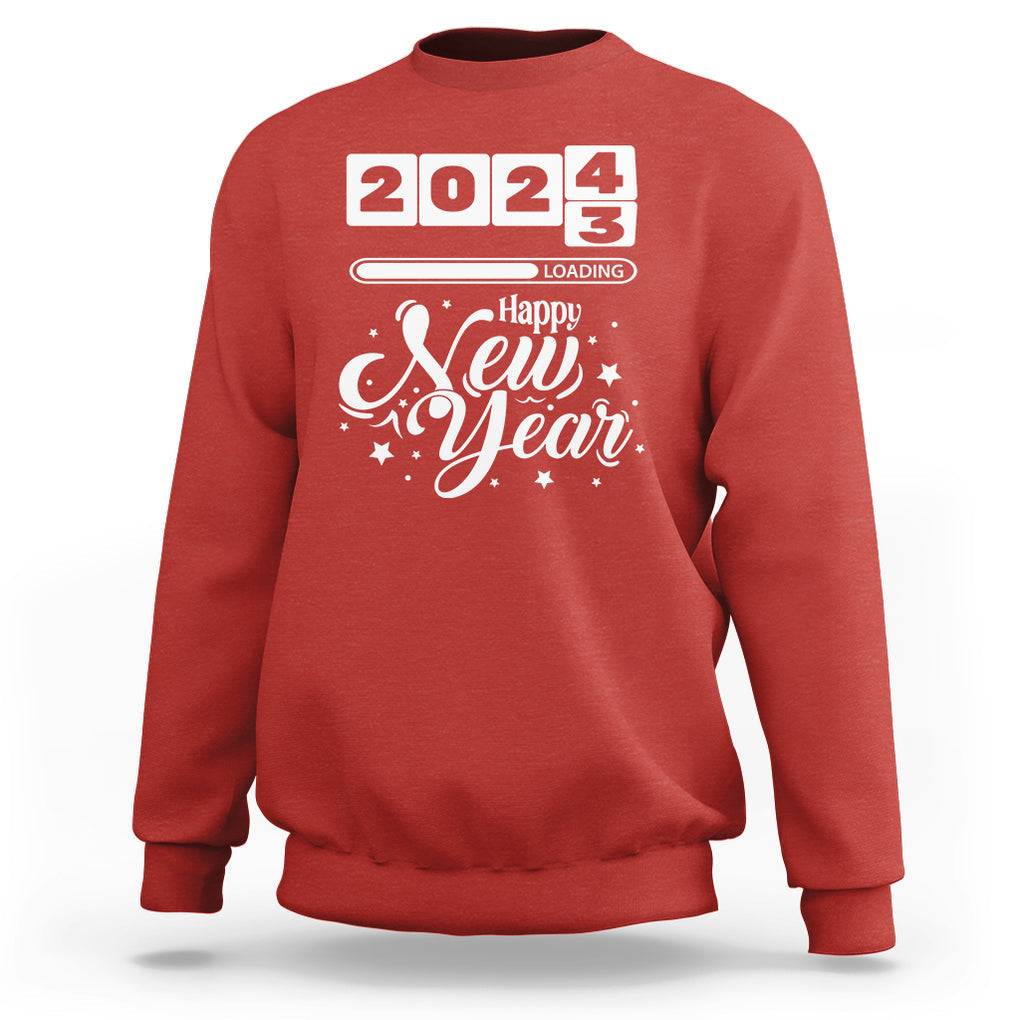 Happy New Year 2024 Loading Goodbye 2023 Sweatshirt TS09 Red Printyourwear