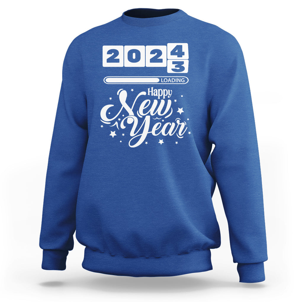 Happy New Year 2024 Loading Goodbye 2023 Sweatshirt TS09 Royal Blue Printyourwear