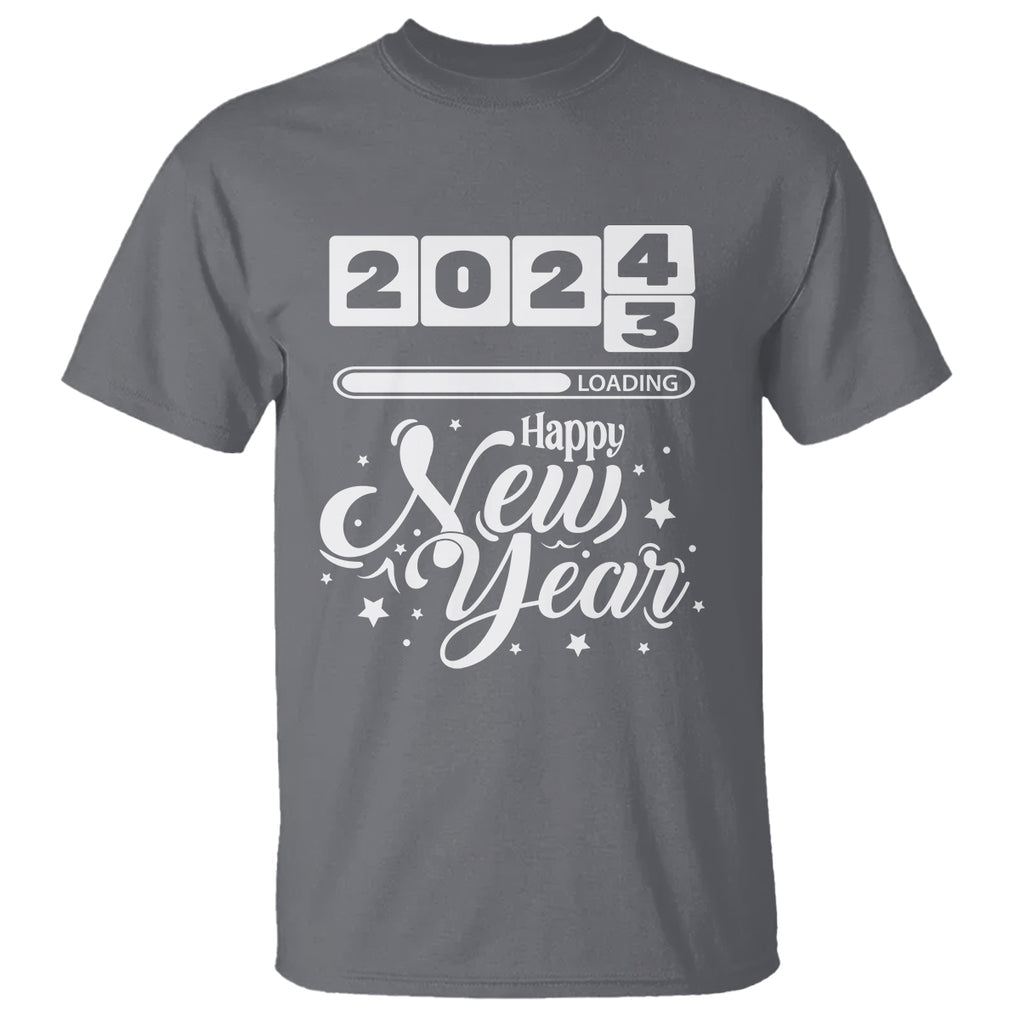 Happy New Year 2024 Loading Goodbye 2023 T Shirt TS09 Charcoal Printyourwear