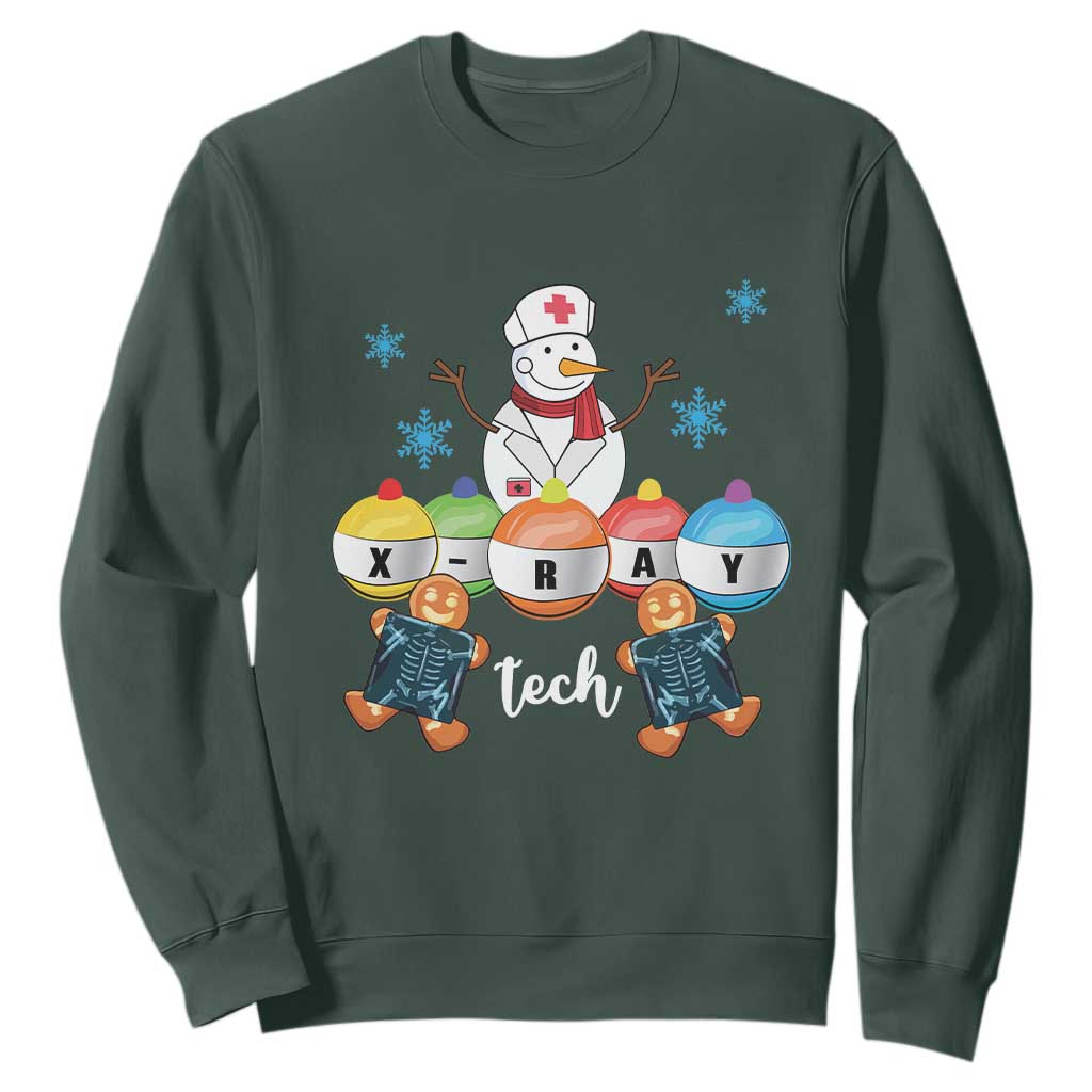 Funny Chrsitmas Sweatshirt Snowman Nurse Xray Gingerbread TS09 Dark Forest Green Print Your Wear