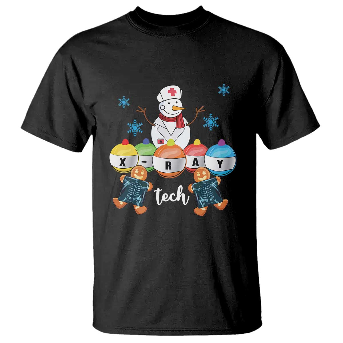 Funny Chrsitmas T Shirt Snowman Nurse Xray Gingerbread TS09 Black Print Your Wear