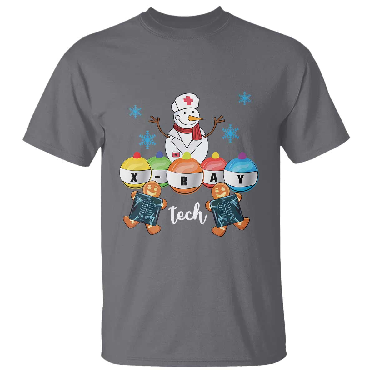Funny Chrsitmas T Shirt Snowman Nurse Xray Gingerbread TS09 Charcoal Print Your Wear