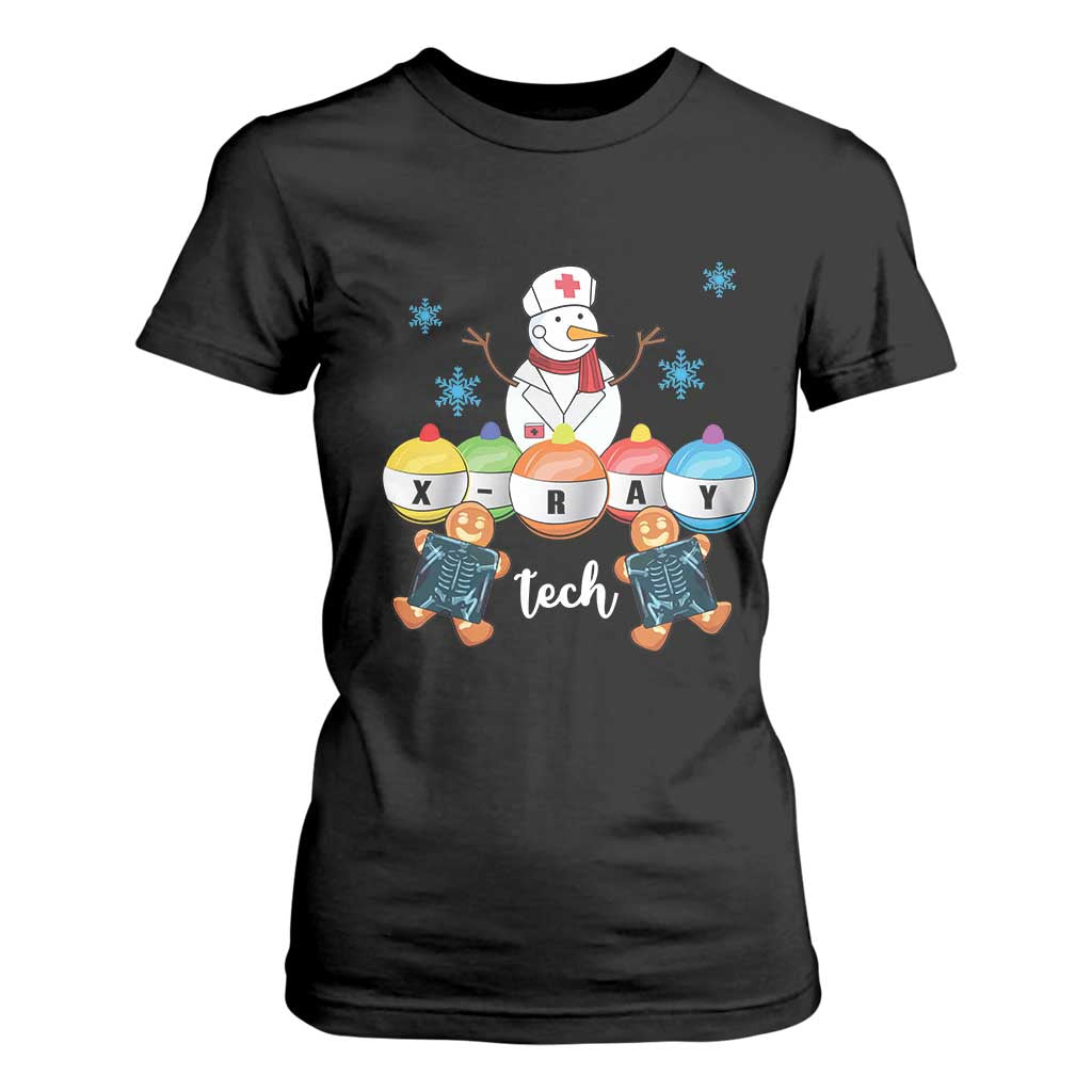 Funny Chrsitmas T Shirt For Women Snowman Nurse Xray Gingerbread TS09 Black Print Your Wear