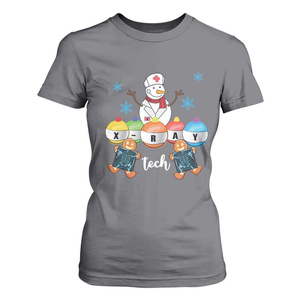 Funny Chrsitmas T Shirt For Women Snowman Nurse Xray Gingerbread TS09 Charcoal Print Your Wear