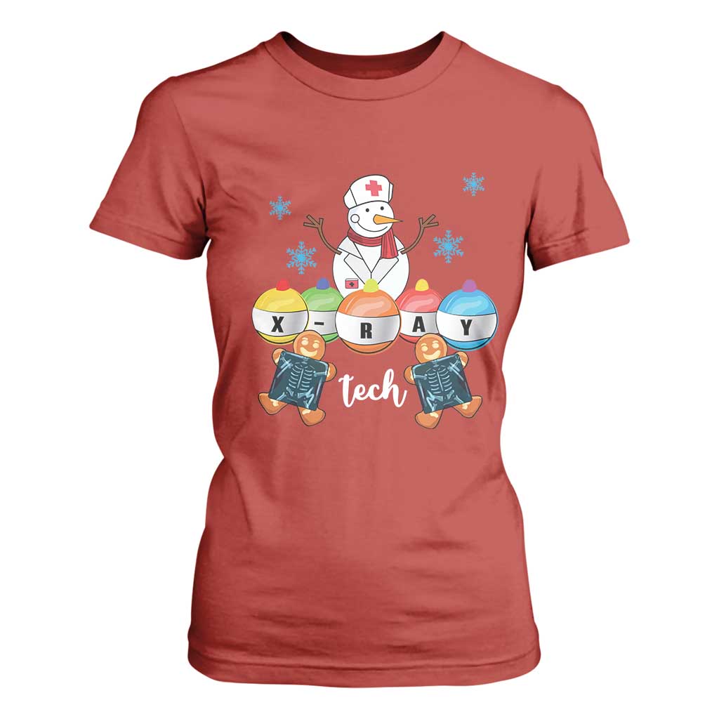 Funny Chrsitmas T Shirt For Women Snowman Nurse Xray Gingerbread TS09 Red Print Your Wear