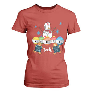 Funny Chrsitmas T Shirt For Women Snowman Nurse Xray Gingerbread TS09 Red Print Your Wear
