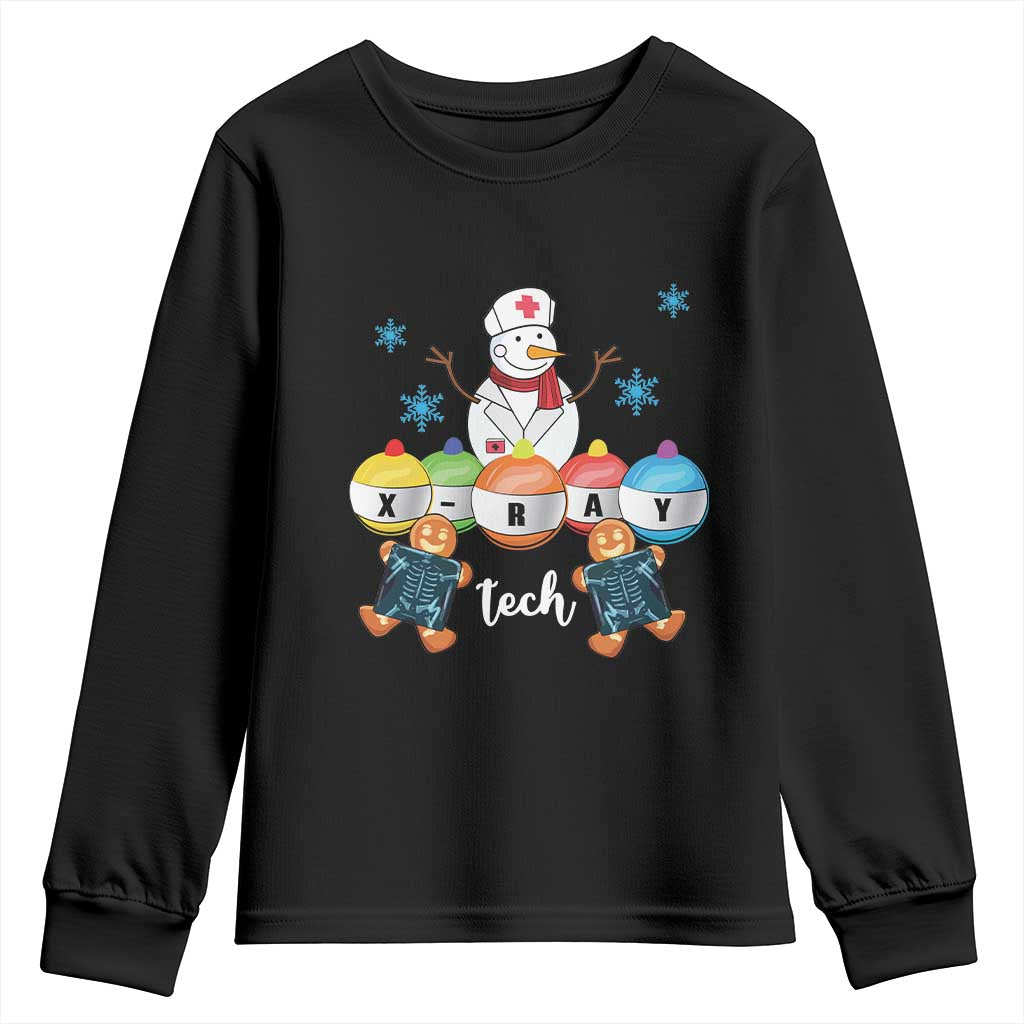Funny Chrsitmas Youth Sweatshirt Snowman Nurse Xray Gingerbread TS09 Black Print Your Wear