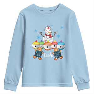 Funny Chrsitmas Youth Sweatshirt Snowman Nurse Xray Gingerbread TS09 Light Blue Print Your Wear