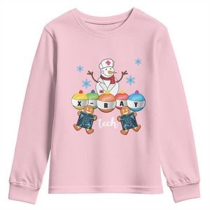 Funny Chrsitmas Youth Sweatshirt Snowman Nurse Xray Gingerbread TS09 Light Pink Print Your Wear